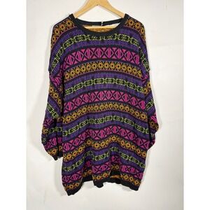 Vintage Chaus Sport Geometric Knit Sweater 80s 90s Tribal Pattern Multicolor 3XL